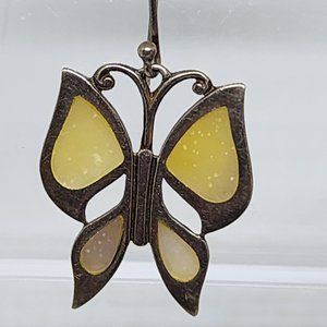 SINGLE EARRING - Vintage Sterling Silver BUTTERFLY Mother of Pearl Windowpane